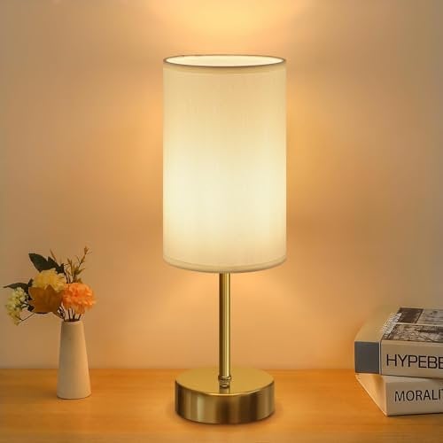 Rechargeable Cordless Table Lamp, 5000mAh LED Battery Operated Table Lamp Stepless Dimmable Touch Lamp Bedside Light with Brightness Memory, 2700K Small Bed Side Lamp for Bedroom, Living Room-Gold