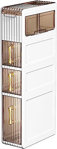 Schlanker, hoher Badezimmerschrank mit transparenten Schubladen, mobiler Handtuchhalter mit unabhängiger Rollvorrichtung für kleine Räume