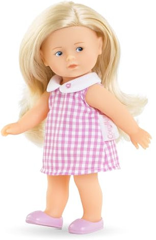 Corolle - Les Trendies Mini Corolline Rosy Puppe 20 cm – französische Spielpuppe mit Vanilleduft – beweglich, weich, ideal für Kinder ab 3 Jahren – hochwertige Anziehpuppe