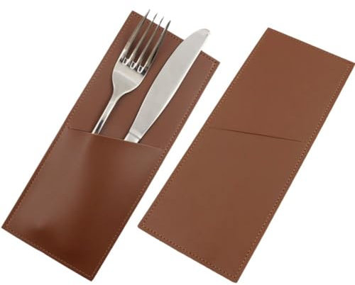 Pu Leather Cutlery Sleeve Utensil Holders Pouch Bags Knife and Fork Silverware Sleeves for Thanksgiving Christmas Table Decor