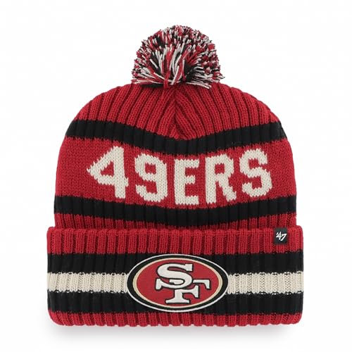 '47 NFL San Francisco 49ers Unisex Bering Bobble Winter Hat, Team Logo, Farbe Rot
