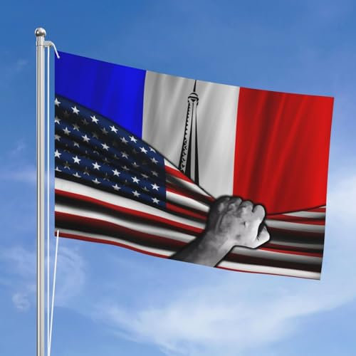 Drapeau Américain Et Drapeau Français 90X150Cm Drapeau De Noël Supérieure Grand Drapeau Lavable Drapeaux De Vacances Décoration Pour Maison Balcon Porche