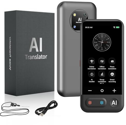Sprachübersetzer Gerät, Translator Sofortübersetzer kein WLAN, ChatGpt AI Übersetzungsgerät mit Sprachausgabe