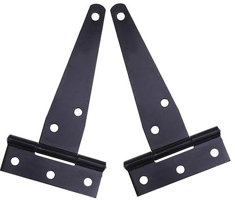 Housoutil 2pcs Black Paint T-Shaped Hinge for Gate Hinges Heavy Duty Barn Door for Garden Shed Door