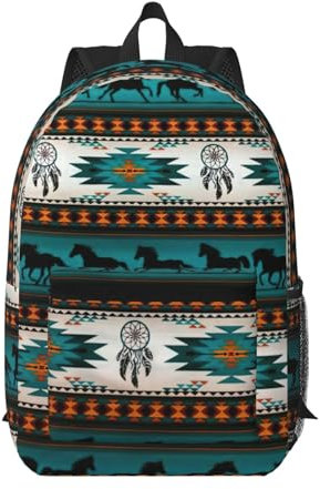 EdWal College-Rucksack mit Pferdemotiv für Damen und Herren, leichte Schultasche, Schulrucksack mit Tasche, Schwarz , One size