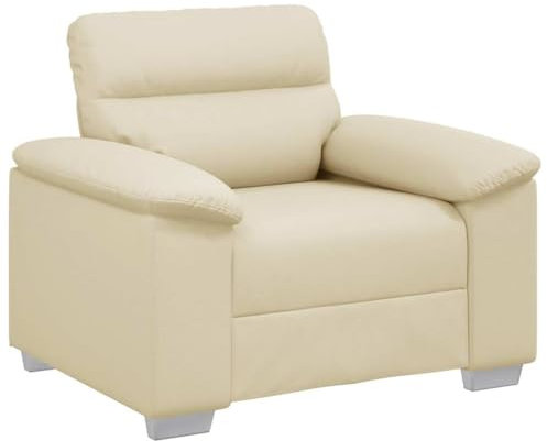 vidaXL Sessel Creme 60 cm Kunstleder, Sofa, Fernsehsessel, Einsitzer-Sofa, Loungesessel, Relaxsessel, Einsitzer-Couch, Polstersessel, Bürosessel