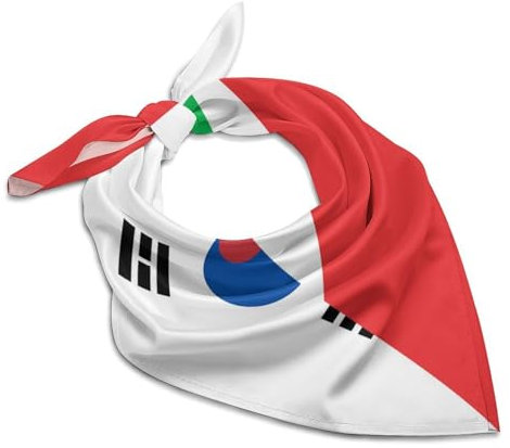 SMAZDFXX Italien und Südkorea Flagge Mode Kopftuch für Frauen Seide wie Bandana Halstuch Satin Quadratische Schals Geschenke