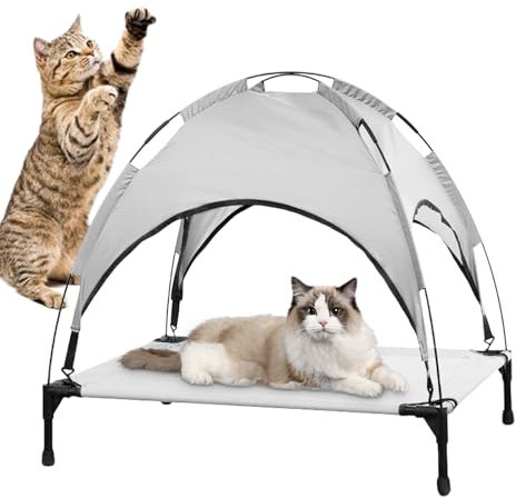 Erhöhtes Hundebett Mit Baldachin, Hundeliege Outdoor Haustierbett, Hundesofa Katzenliege Katzenbett Für Haustier Schlafen Camping Terrasse 66x45x65 cm