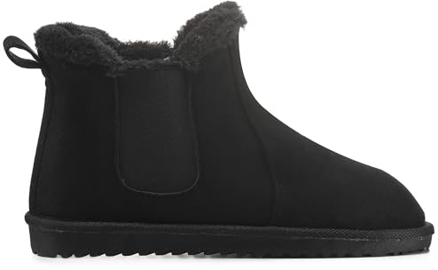 Polar Women’s Faux Fur Chelsea Boots – Slip-On Ankle Boot with Soft Fleece Interior, Faux Suede Upper, Elastic Side Panels, and Lug Sole Grip for Winter Comfort and Style