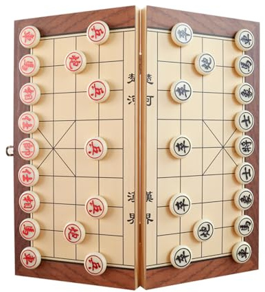 Chinesisches Schach Xiangqi, magnetische Spielsteine, Reisebrettspielset mit faltbarem Schachbrett, traditionelle pädagogische Strategiespiele(13.4 x 13.4in)