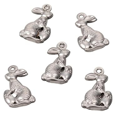 Airssory 10 Stück 304 Edelstahl Osterhase mit Ei Charms Osterthema Charms für DIY Schmuck Armband Halskette Ohrring Tasche Schlüsselanhänger Telefon Dekor