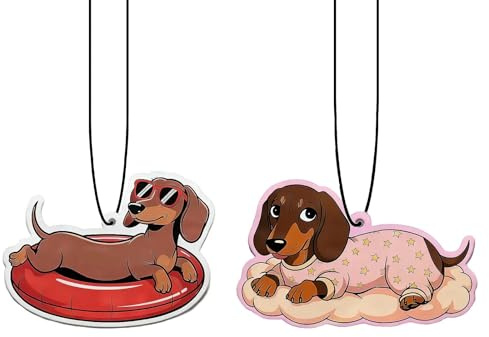 2 Stück Duftbaum Auto Lustig, Einzigartig Dackelmuster Auto Lufterfrischer, Cute Car Air Freshener, Praktisches Kraftwagen Zubehör, Perfekt Dackel Geschenke für Liebende