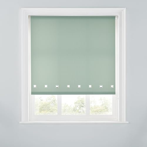 Premium Trimmable Square Eyelet Roller Window Blind – Light Filtering Fabric,Easy Fit,Child Safe Chain for Bedroom,Kitchen,Living Room. 2FT - SAGE - 60cm (W) x 170cm (L) | 23.6 (W) x 66.9 (L)