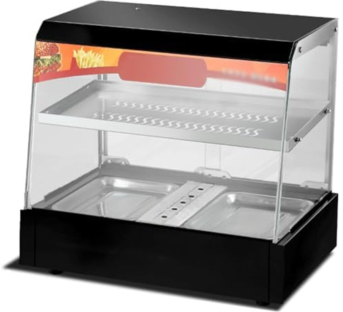 Electric Food Warmer Display Cabinet with Adjustable Temperature and Built-in Light, Countertop Hot Food Display Case for Keeping Food Warm (black)