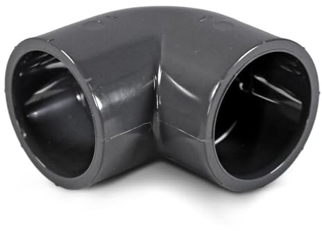 POOL Total PVC Winkel 90° Ø 63 mm - PVC-U Klebewinkel grau - Beidseitige Klebemuffe - 16 bar Fitting für PVC Rohr d 63 mm