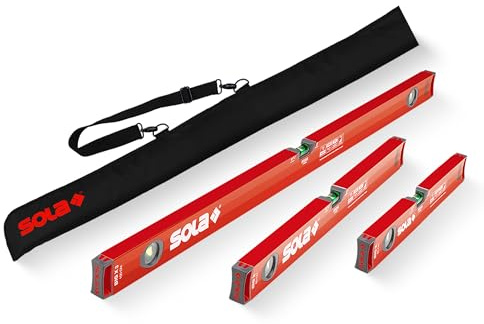 SOLA BIGX 30 SET - Wasserwagen-Set 30 cm + 60 cm + 100 cm + Schutztasche - Präzise Wasserwaagen für Profis, Patentierte SOLA-FOCUS Libellen, Bessere Ablesbarkeit bei Dämmerlicht, Robustes