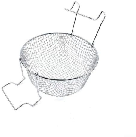 Wlinfetity Cesta de freír redonda con asa para freidora de aire caliente y olla, robusta cesta de freír con rejilla uniforme para resultados crujientes,/fácil de limpiar para cocina y camping