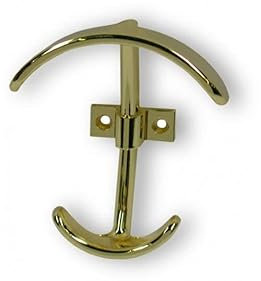 SIRO Kleiderhaken Hechingen, Modern, Druckguss glänzend vermessingt, 101 mm x 57 mm x 88 mm, LA 25 mm, 1669/ZN5