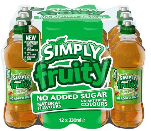 Simply Fruity Apple Juice Drink, 330ml, (Pack of 12) | Refreshing apple juice drink tailored for children, made with real fruit and no added sugar in sports cap.