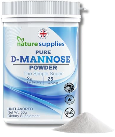 D-Mannose Powder | 100% Pure | 50g Tub | Suitable fo Vegans | High Strength | Non GMO & GMP Approved