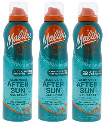 3 Malibu Aerosol Continuous Aftersun Gel Spray with Aloe Vera. Pack Contains 3 Bottles - 175ml Each by Malibu