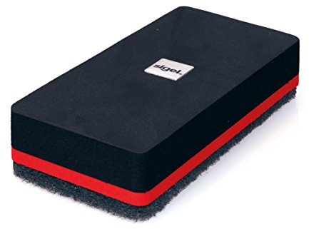 SIGEL GL188 Board-Eraser, Tafellöscher magnetisch, zur Reinigung von Glas-Magnettafeln und Whiteboards, 13x6 cm, schwarz