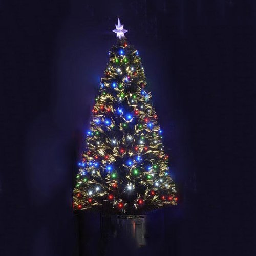 ALBERO DI NATALE 180 CM SINTETICO ARTIFICIALE FIBRE OTTICHE LED PUNTALE STELLA LUMINOSO 734395