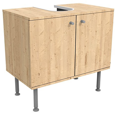 Bilderwelten Waschbeckenunterschrank Holz Apfelbirke Holzoptik Badschrank Beige, 55cm x 60cm