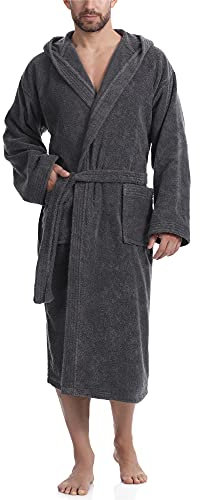 Ladeheid Herren Frottee Bademantel aus 100% Baumwolle LA40-101(Graphit (D07), S)
