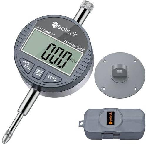 Neoteck DTI Comparateur Numérique 0.01/.0005'' Comparateur Mécanique Indicateur de Palpeur Numérique Gamme 0-12.7mm/1'' Indicateur Electronique Mesure Jauge à Cadran Numérique