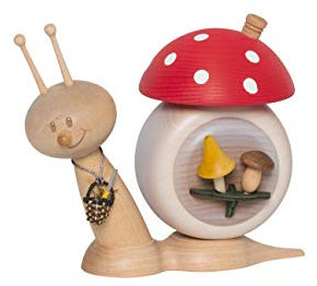 Kuhnert Drechslerei Rauchschnecke/Räucherfigur aus Holz - Sunny Pilzschnecke - Höhe: ca. 15cm - Made in Germany