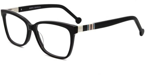 FERAVIA Frauen Herren Brille Retro Vintage Mode Klare Linse Schwarz Brille