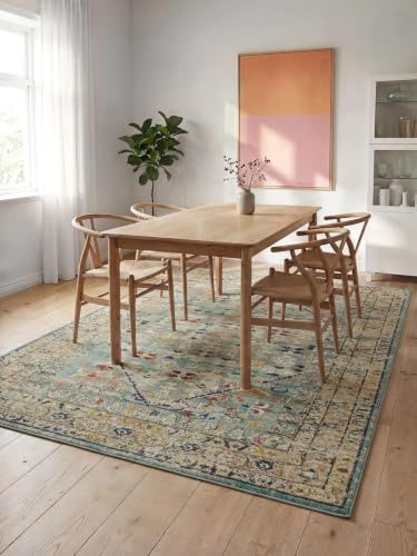 benuta Nest Vintage Teppich Casa - Blau 160x230 cm - Teppich für Wohnzimmer, Schlafzimmer und Flur - Pflegeleicht - Fußbodenheizung Geeignet