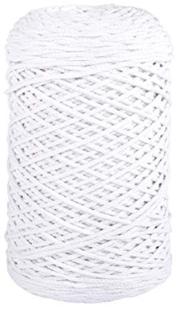 Rayher Braidy Recycling Garn, geflochten, 2 mm Ø, weiß, 250 g Knäuel, Lauflänge ca. 250 m, Strickgarn, Häkelgarn, Textilgarn, Bastelgarn, 42009102