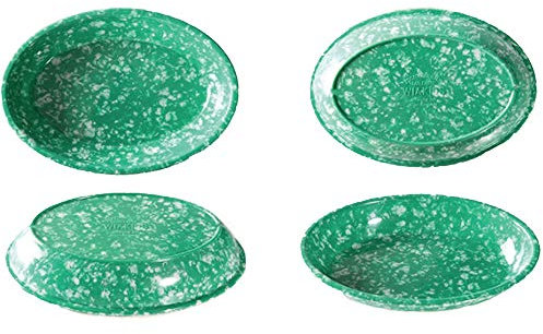 JUSTSWAG Yasirona Aeiniwer XGATML TANGDIAABBCC GenericDEFGHIJ Korea Retro Vintage Melamine Oval Dish Plates Set of 4,Green White Splatter