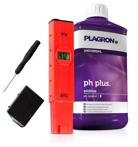 Weedness Plagron pH+ Plus 500 ml + pH-Messgerät - pH-heber Grow Anbau Indoor Dünger Pflanzen Blumen Granulat Ph Plus Flüssig Heben