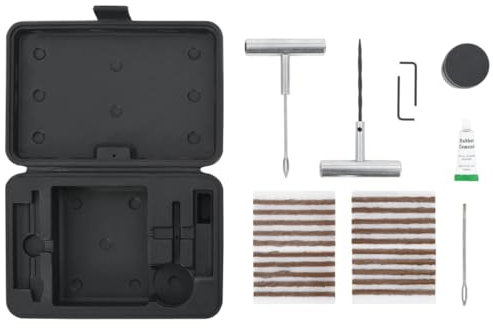 vidaXL Kit de Réparation de Pneus de Voiture 27 pcs Véhicule Jeeps Camionnette Moto Auto Outils de Réparation de Pneu Atelier Garage