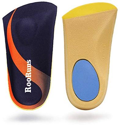 RooRuns Ortheseneinlagen 3/4 Länge, Plantarfasziitis-Einlagen mit Mittelfußpolstern Fersenkissen für Männer und Frauen, hochgewölbte Stützschuheinlagen für Plattfüße, Überpronation, Laufen, L