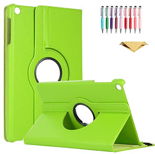 QYiD Custodia per Huawei Mediapad M3 Lite 10, PU Pelle Flip Protettivo Stand Custodia Ruotare Cover con Portapenne per Huawei MediaPad M3 Lite 10 Pollici Tablet, Verde