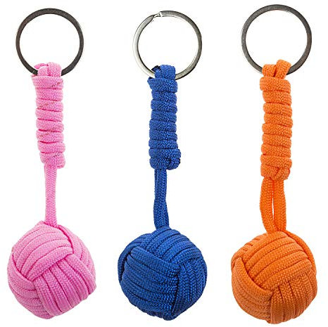 LOT DE 3 PORTE CLÉ TRESSÉE PARACORDE BOULE | PORTE CLÉ TRÈS PRATIQUE | IDÉAL SURVIE RANDONNÉE CAMPING | MARQUE 100% FRANÇAISE