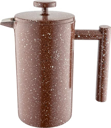 Café Olé CFD Cafetière, 350ml 1 Cup Double Walled Stainless Steel French Press Coffee Maker, Red Granite Finish, CFD-03RG