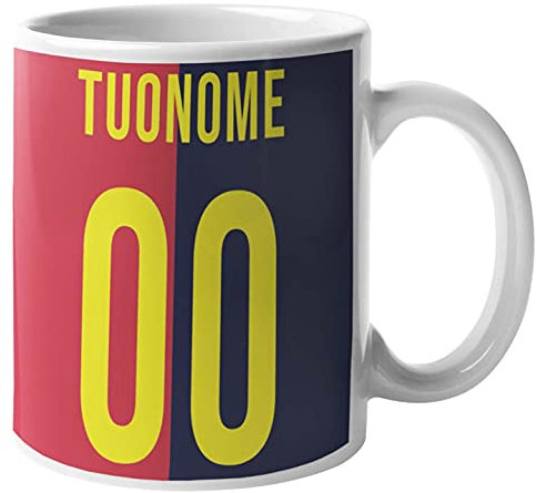 CHEMAGLIETTE! Tazza personalizzata Divertente Idea Regalo Mug Simpatica Con Stampa Nome e Numero Squadra del cuore Tifosi Rossoblu2