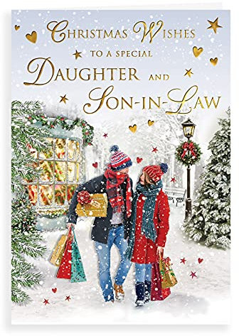Piccadilly Greetings Traditionelle Weihnachtskarte für Tochter und Schwiegersohn – 22,9 x 15,2 cm – Regal Publishing Mehrfarbig C85386