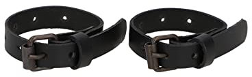 Gusti Lederriemen Leder - Mathias 20cm 2er Set Schnallriemen Spannriemen Riemen Schnalle kurzer Ledergurt Befestigung Pack 2 Stück Schwarz
