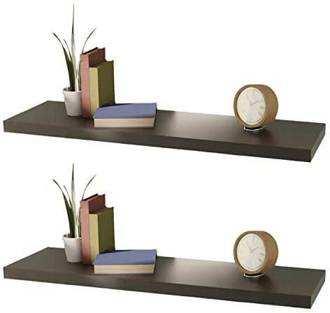 Mojawo 2er Hochwertiges Wandregal Wandboard Bücherregal Hängeregal, CD DVD Regal Schweberegal 100cm MDF PVC B100xH3,8xT23,5 cm