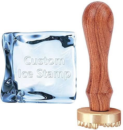 CRASPIRE Eiswürfelform, Personalisierter Eisstempel, Individuelles Logo/Bild/Initialen, Eiswürfel-Pressstempel, Messing-Stempelkopf Mit Abnehmbarem Holzgriff Für Die Herstellung von Eisgetränken