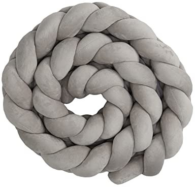 Totsy Baby Kissen Deko Kuschelkissen 220 cm - Dekokissen flauschig Zierkissen geflochten Grau