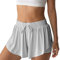 Flowy Athletic Shorts für Damen, Laufen, Tennis, Schmetterling-Shorts, Mädchen, 2-in-1, doppellagig, schnelltrocknend, bequeme Shorts, Hellgrau, Mittel