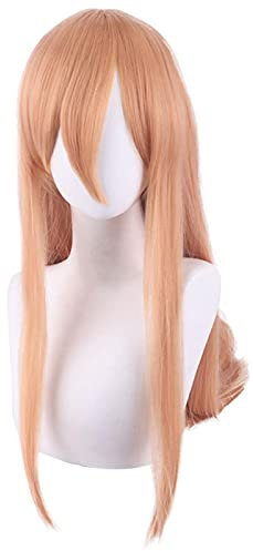 Power Cosplay Wig Anime Chainsaw Man 80cm Long Orange Heat Resistant Synthetic Halloween Party Role Play Wigs