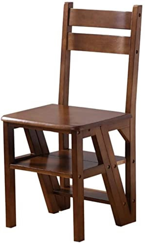 BOCbco Treppenstuhl, Rutschfeste Multifunktionsbibliothek Schlafzimmer Wohnzimmer Holzleiter Mit 4 Stufen Klappbarer Tragbarer Tritthocker Trittleiter/a